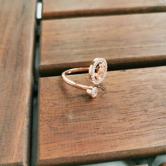 Michael Kors Monogram Logo Crystal Rose Gold open ring size 6 - #6 - Picture 2 of 3
